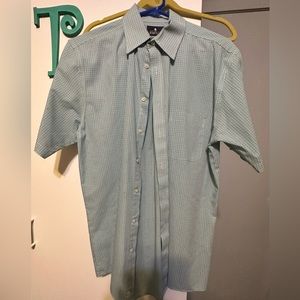 Men’s Stanford Dress shirt. Blue, green, white checked. Size 16 regular fit